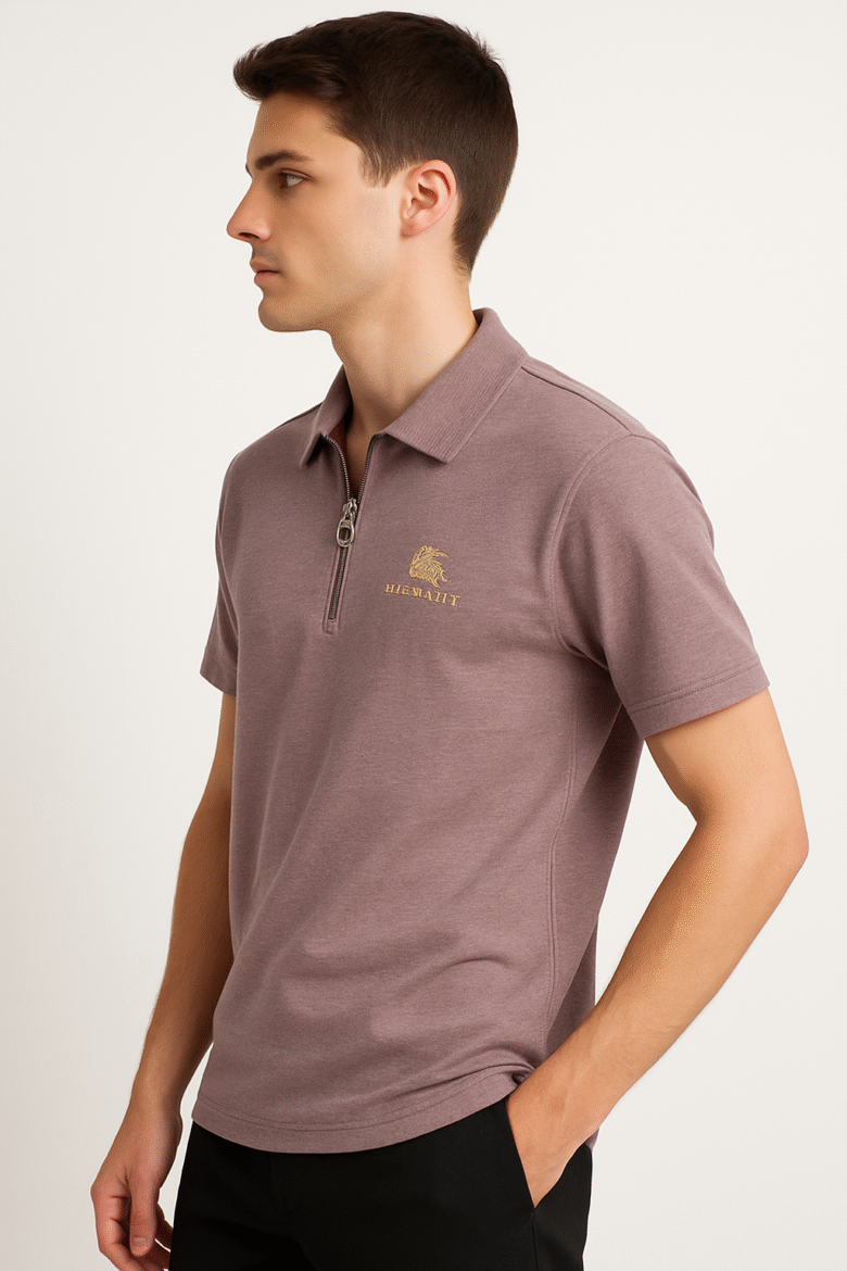 T-Shirt for Men-Premium Half Sleeve Zipper Collar - Image 3