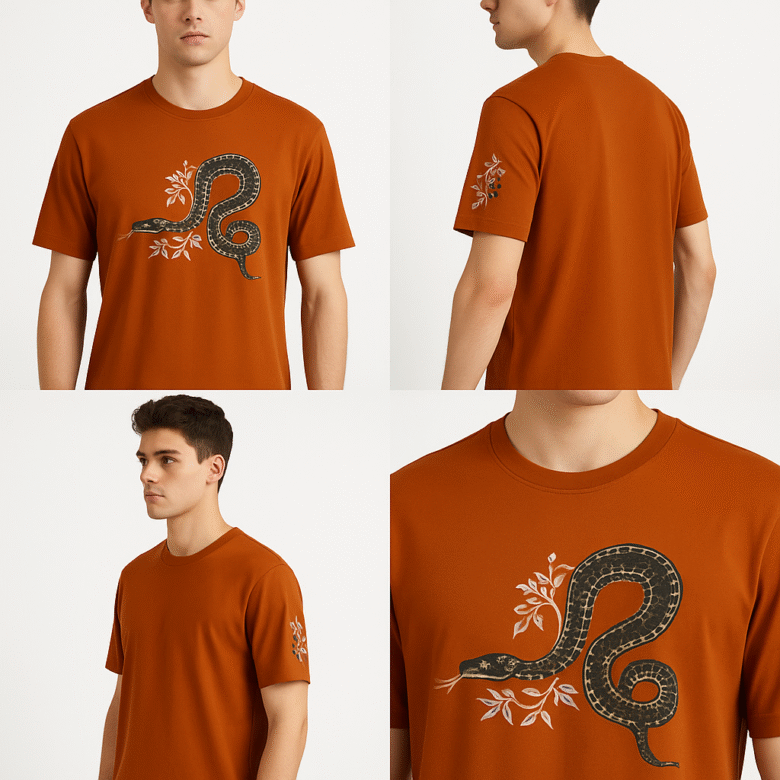 T-Shirt-🐍 Snake Print Half-Sleeve - Image 6