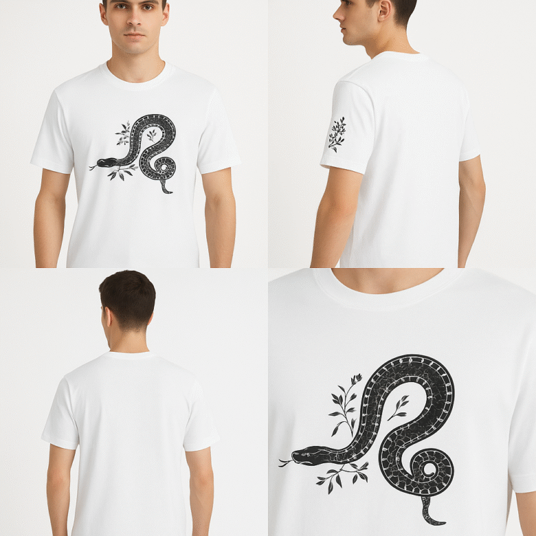 T-Shirt-🐍 Snake Print Half-Sleeve - Image 4