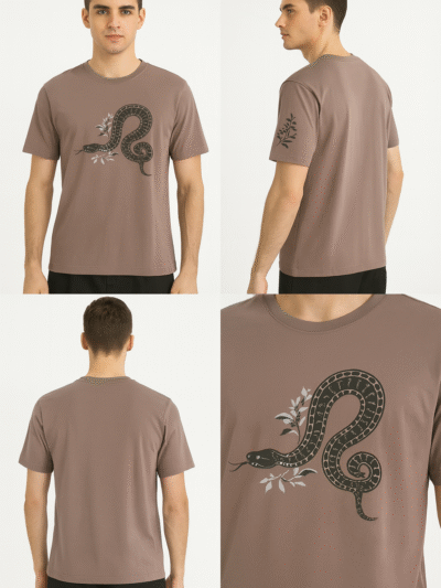 T-Shirt-🐍 Snake Print Half-Sleeve
