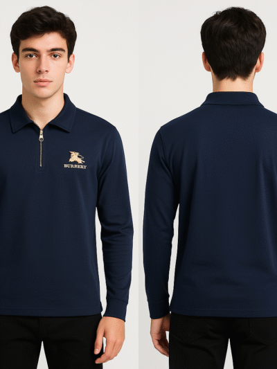 T-Shirt for Men -Burberry Premium Full Sleeve Zipper Collar