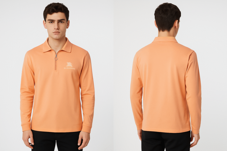 T-Shirt for Men -Burberry Premium Full Sleeve Zipper Collar - Image 3