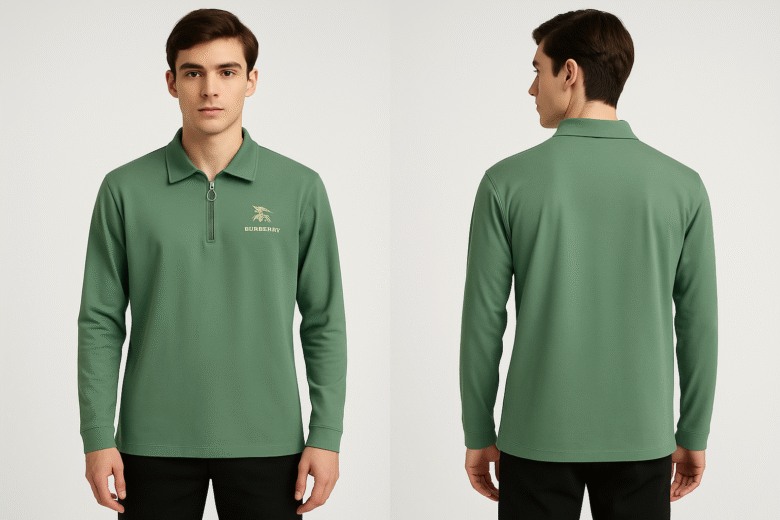 T-Shirt for Men -Burberry Premium Full Sleeve Zipper Collar - Image 4