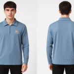T-Shirt for Men -Burberry Premium Full Sleeve Zipper Collar - Sky blue