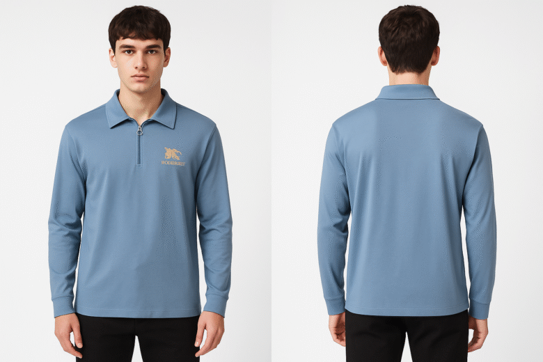 T-Shirt for Men -Burberry Premium Full Sleeve Zipper Collar - Image 5