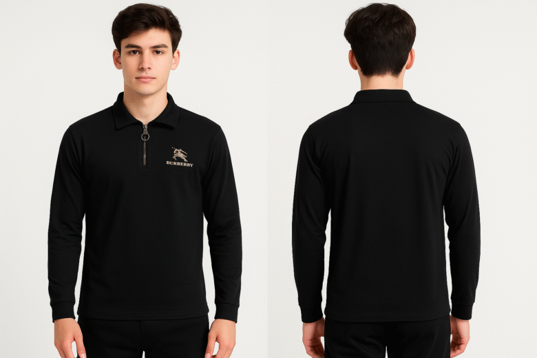 T-Shirt for Men -Burberry Premium Full Sleeve Zipper Collar - Image 7
