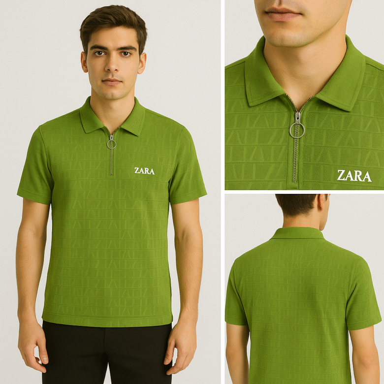 Trendy Zipper Collar Half-Sleeve T-Shirt - Image 5
