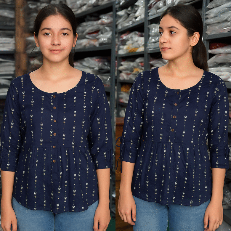 Women’s Multicolor Floral Printed Cotton Top - Image 10