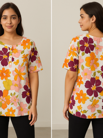 Women’s Multicolor Floral Printed Cotton Top