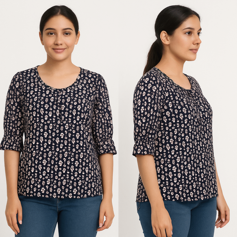 Women’s Multicolor Floral Printed Cotton Top - Image 5