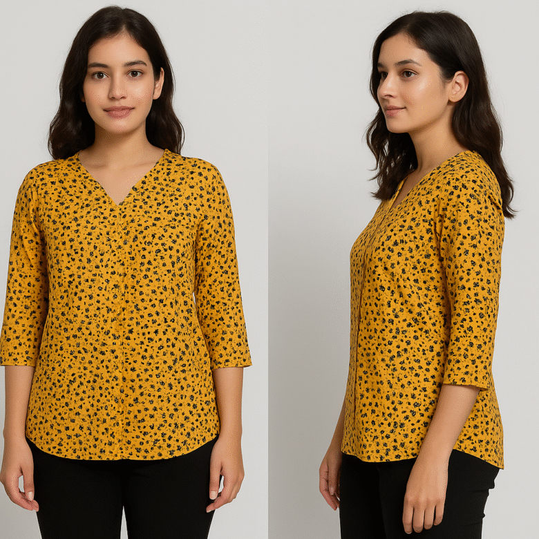 Women’s Multicolor Floral Printed Cotton Top - Image 3